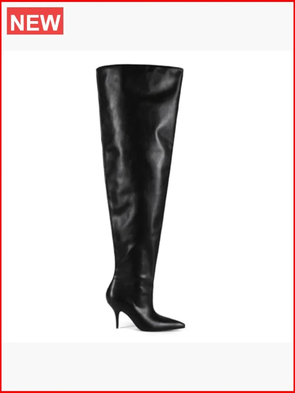 Thigh High Boots Wide Calf Stiletto Heel Over the Knee Pointed Toe Slouchy Pull
